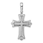 Sterling Silver Rhodium-plated Brushed/Polished Cross Pendant
