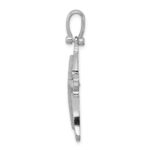 Sterling Silver Rhodium-plated Brushed/Polished Cross Pendant - Image 2