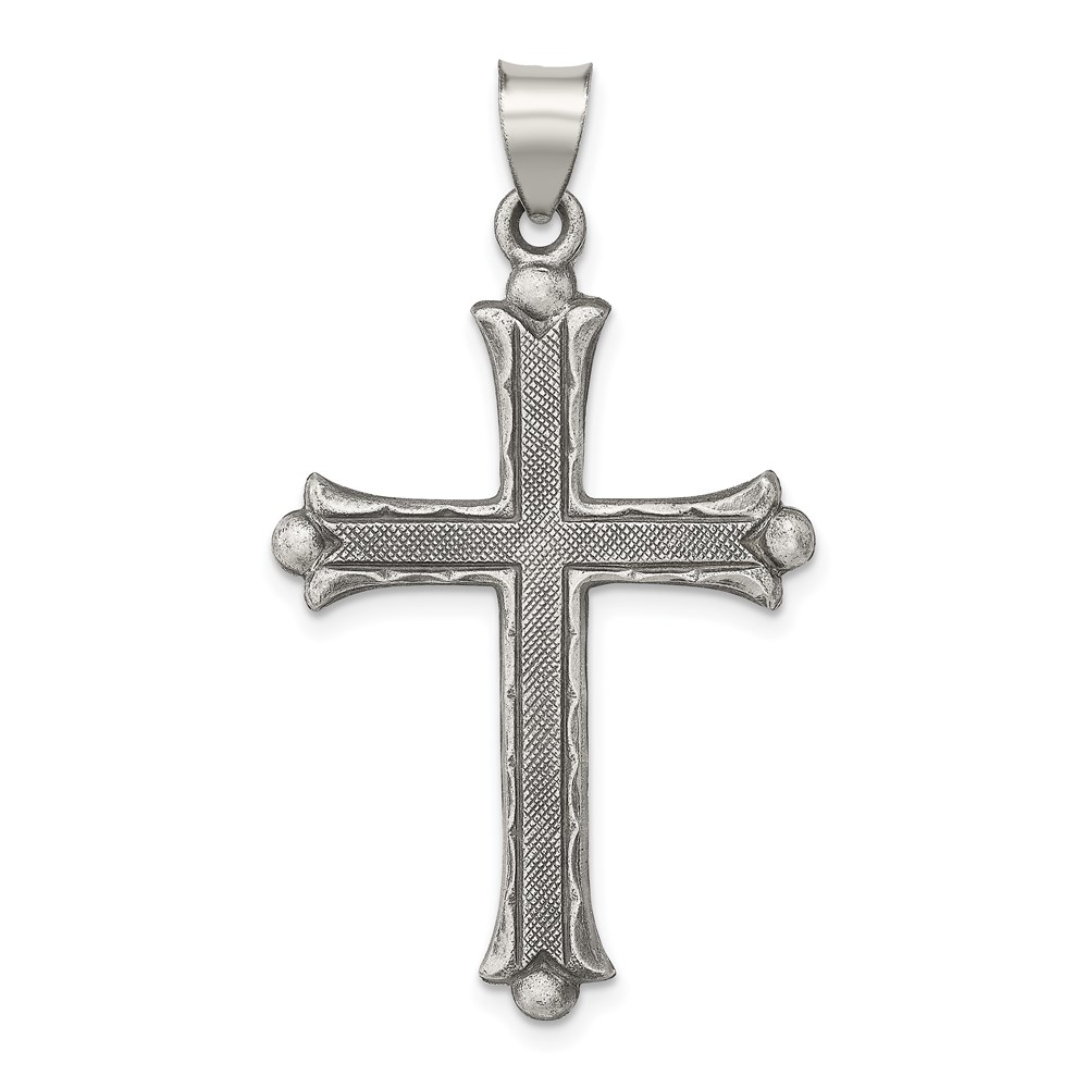 QC8155.jpg Sterling Silver Antiqued, Polished and Brushed Latin Cross Pendant - Image 1