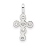 Sterling Silver Polished Cross CZ Charm - Image 4