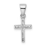 Sterling Silver Rhodium-plated CZ Cross Pendant - Image 3