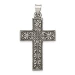 Sterling Silver Antiqued, Polished and Brushed Latin Cross Pendant