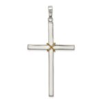 Sterling Silver Polished w/Gold-plated Rope Hollow Crucifix Pendant - Image 4
