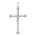 Sterling Silver Polished Textured Hollow Crucifix Pendant - Image 4