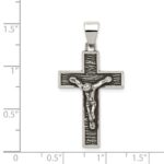 Sterling Silver Antiqued Box Cross Crucifix Pendant - Image 3