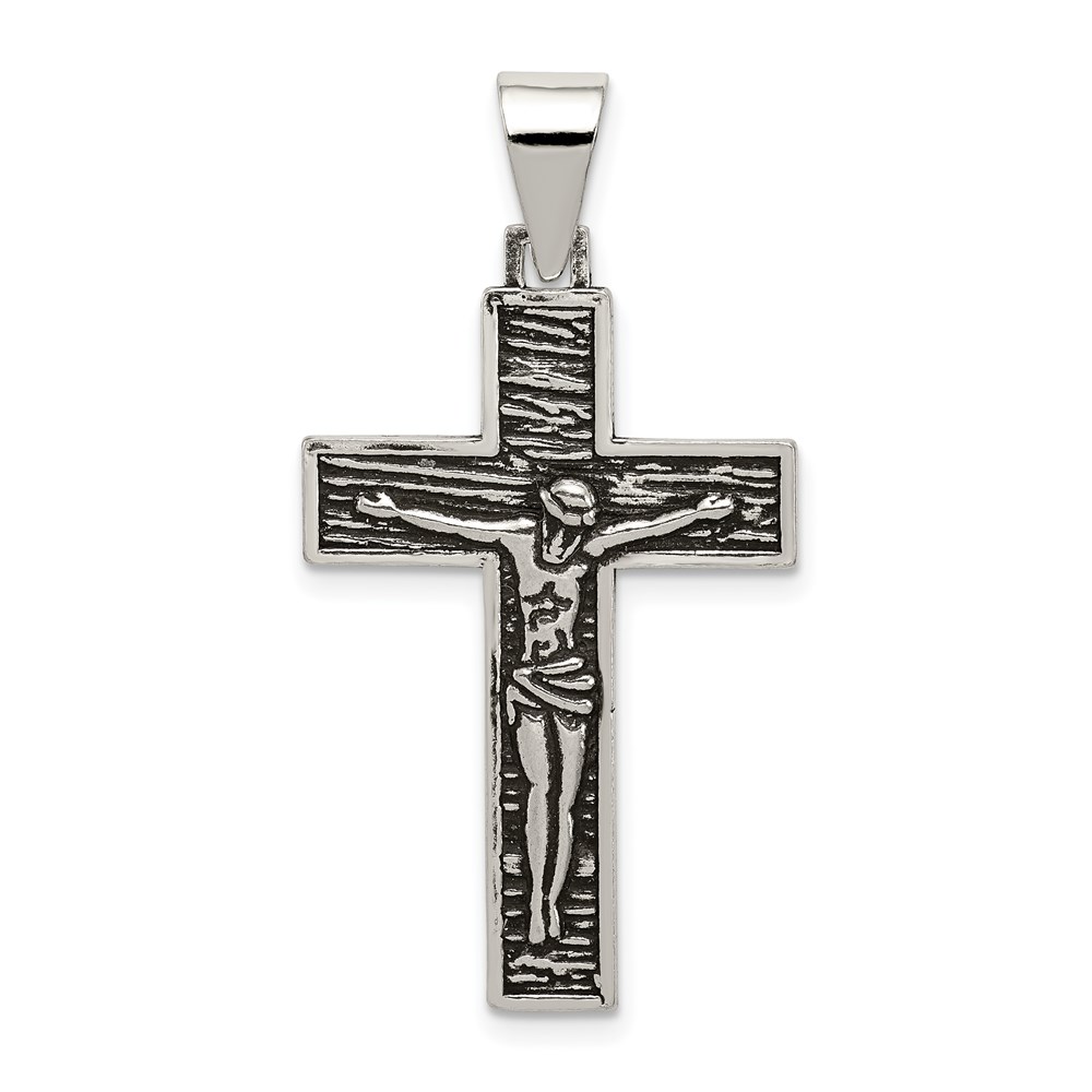QC8293.jpg Sterling Silver Antiqued & Textured Crucifix Pendant - Image 1