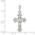 Sterling Silver Polished Textured Crucifix Pendant - Image 3