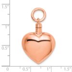Sterling Silver Rose Gold-tone Polished Heart Ash Holder Pendant - Image 2
