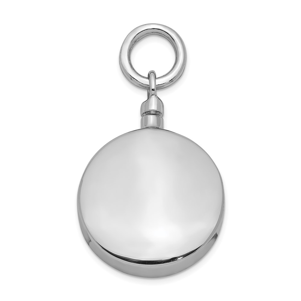 QC8402.jpg Sterling Silver Rhodium-plated Polished Round Ash Holder Pendant - Image 1