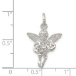 Sterling Silver Polished & Textured Angel Love Pendant - Image 3