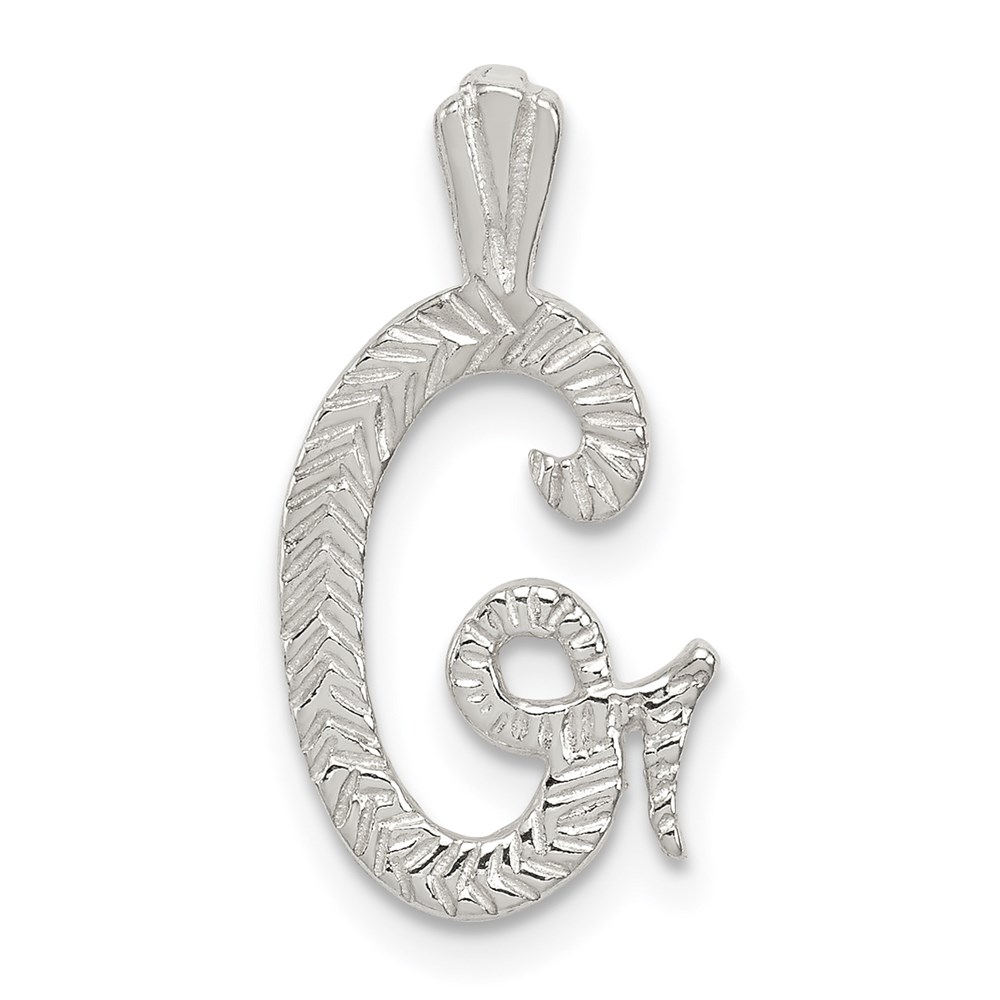 QC8459G.jpg Sterling Silver Polished & Textured Letter G Initial Chain Slide - Image 1