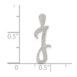 Sterling Silver Polished & Textured Letter J Initial Chain Slide - Image 4