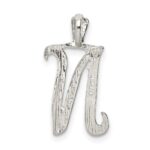 Sterling Silver Polished & Textured Letter N Initial Chain Slide - Image 3