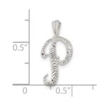Sterling Silver Polished & Textured Letter P Initial Chain Slide - Image 4