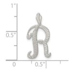 Sterling Silver Polished & Textured Letter R Initial Chain Slide - Image 4