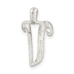 Sterling Silver Polished & Textured Letter V Initial Chain Slide - Image 3