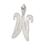 Sterling Silver Polished & Textured Letter W Initial Chain Slide - Image 3