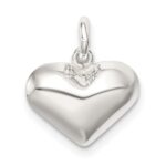 Sterling Silver Polished Puff Heart Charm - Image 3