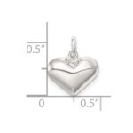 Sterling Silver Polished Puff Heart Charm - Image 4