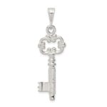 Sterling Silver Polished & Textured Key Pendant - Image 4