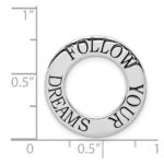 Sterling Silver Rhodium-plated Polished Follow Your Dreams Chain Slide - Image 4