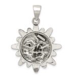 Sterling Silver Antiqued Sun & Half Moon Face Pendant - Image 4