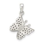 Sterling Silver Rhodium-plated CZ Butterfly Pendant - Image 4