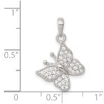 Sterling Silver Rhodium-plated CZ Butterfly Pendant - Image 3