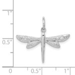 Sterling Silver Rhodium-plated CZ Dragonfly Pendant - Image 3