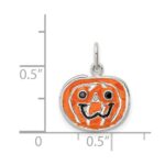 Sterling Silver Polished Enamel Pumpkin Pendant - Image 4