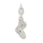Sterling Silver Polished Enamel Christmas Stocking Charm - Image 4