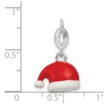 Sterling Silver Polished Enamel Santa Hat Charm - Image 3