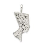 Sterling Silver Polished Nefertiti Head Pendant - Image 4