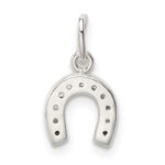 Sterling Silver Polished Horseshoe CZ Charm - Image 4