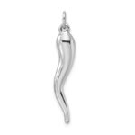 Sterling Silver Rhodium-plated Polished Italian Horn Pendant - Image 3