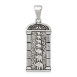 Sterling Silver Antiqued Stacked Elephants Engraved Pendant