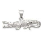 Sterling Silver Polished & Textured Crocodile Pendant