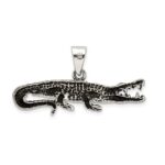 Sterling Silver Antiqued & Textured Crocodile Pendant - Image 4