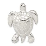 Sterling Silver Polished & Textured Turtle Chain Slide Pendant