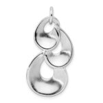 Sterling Silver Rhodium-plated Polished & Satin Drop Pendant - Image 3