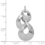 Sterling Silver Rhodium-plated Polished & Satin Drop Pendant - Image 4