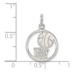 Sterling Silver Polished Basketball Pendant - Image 3