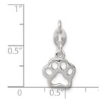 Sterling Silver Polished Paw Print Charm - Image 3