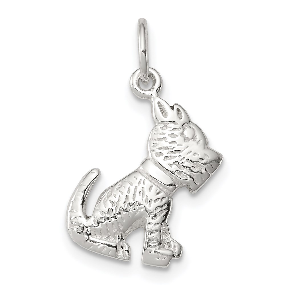 QC8880.jpg Sterling Silver Polished and Textured Dog Pendant - Image 1