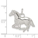 Sterling Silver Polished & Textured Horse Pendant - Image 3