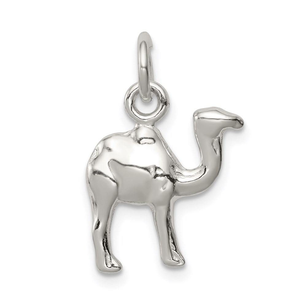 QC8908.jpg Sterling Silver Polished Mini 3-D Camel Reversible Pendant - Image 1