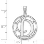 Sterling Silver Rhodium-plated Fancy Script Letter D Initial Pendant - Image 3