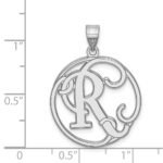 Sterling Silver Rhodium-plated Fancy Script Letter R Initial Pendant - Image 4