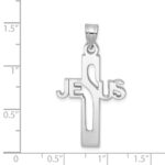 Sterling Silver Rhodium-plated Jesus Cross Medium Pendant - Image 4
