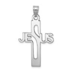 Sterling Silver Rhodium-plated Jesus Cross Large Pendant